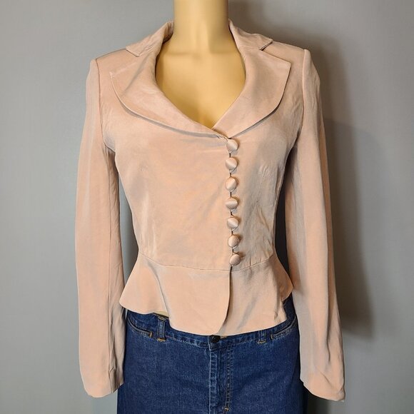 Sutton Studio Silk Jacket Size 6 Parisian Crossover Button Collared Coquette - Picture 1 of 8